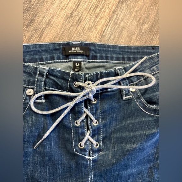 True Religion Billie Mid-Rise Lace-Up Jean 32 - Picture 9 of 12